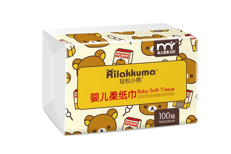 名人宝宝轻松小熊系列婴儿柔纸巾100抽